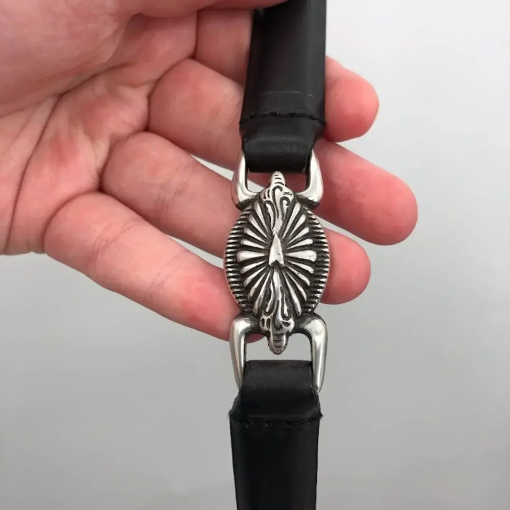 Genuine leather belt silver decoration Size Large Cowgirl Western Boho Style